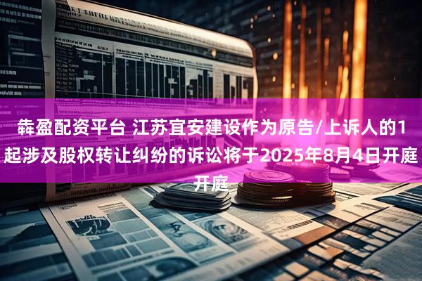 犇盈配资平台 江苏宜安建设作为原告/上诉人的1起涉及股权转让纠纷的诉讼将于2025年8月4日开庭